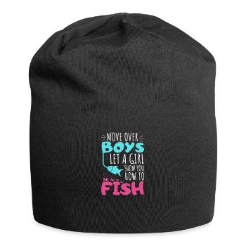 Fishing angler girl fish gift fishing hobby - Jersey Beanie - black - Front