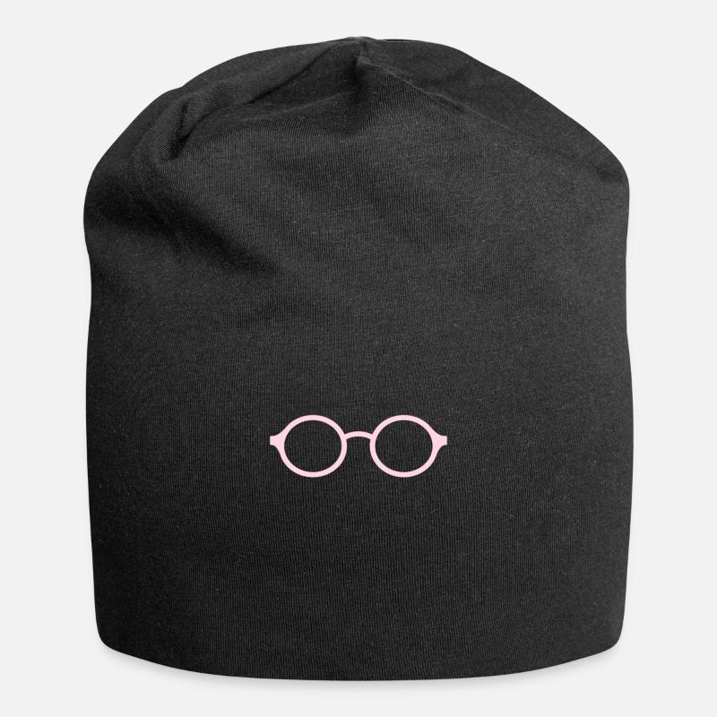 rosa Brille - Jersey-Beanie - Schwarz