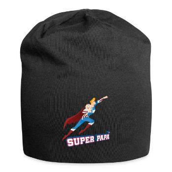 Super Papa Funny Superhero Gift for Daddy T Shirt - Jersey Beanie - black - Front