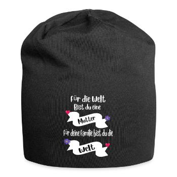 Muttertag - Muttertags Geschenk - Jersey-Beanie - Schwarz - Vorne