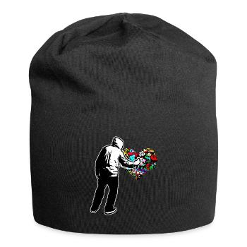 Graffiti Heart Doodle Draw Paint Write Wall Gift - Jersey Beanie - black - Front