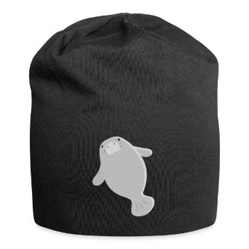 Super cute single grey manatee - Jersey Beanie - black - Front