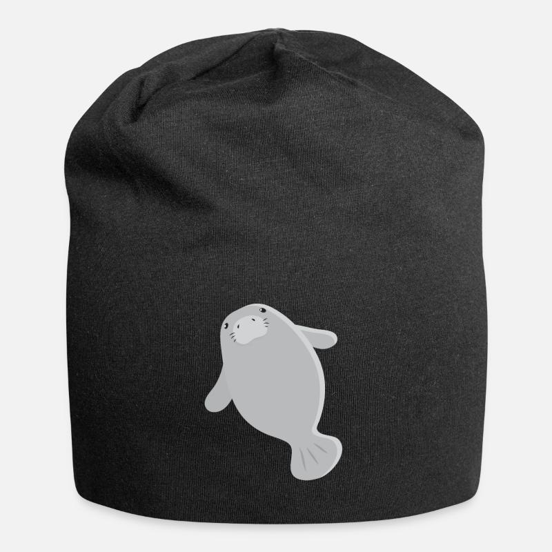 Lamantin gris simple super mignon - Bonnet en jersey - noir
