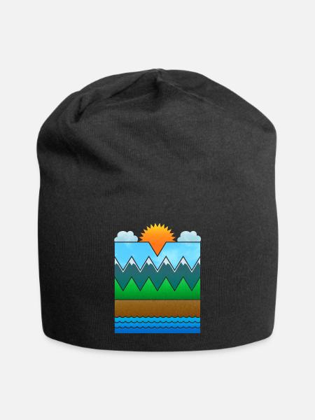 Landschaft (minimal) - Jersey-Beanie - Schwarz