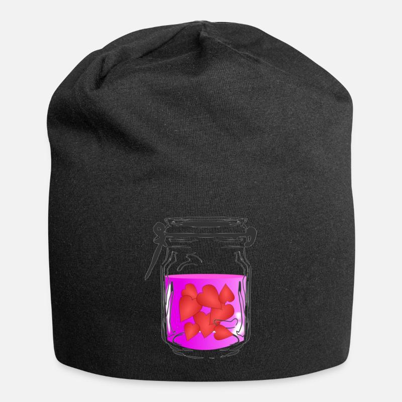 Bocal avec des coeurs - Bonnet en jersey - noir