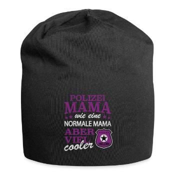 Polizei Mama Mum Mutter Police Cop - Jersey-Beanie - Schwarz - Vorne