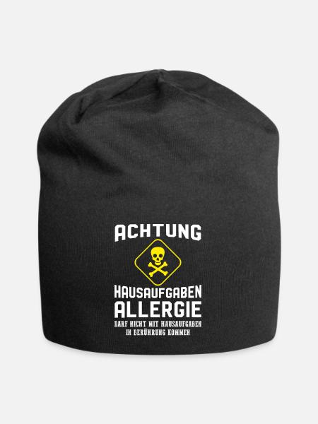 Achtung Hausaufgaben Allergie - Jersey-Beanie - Schwarz