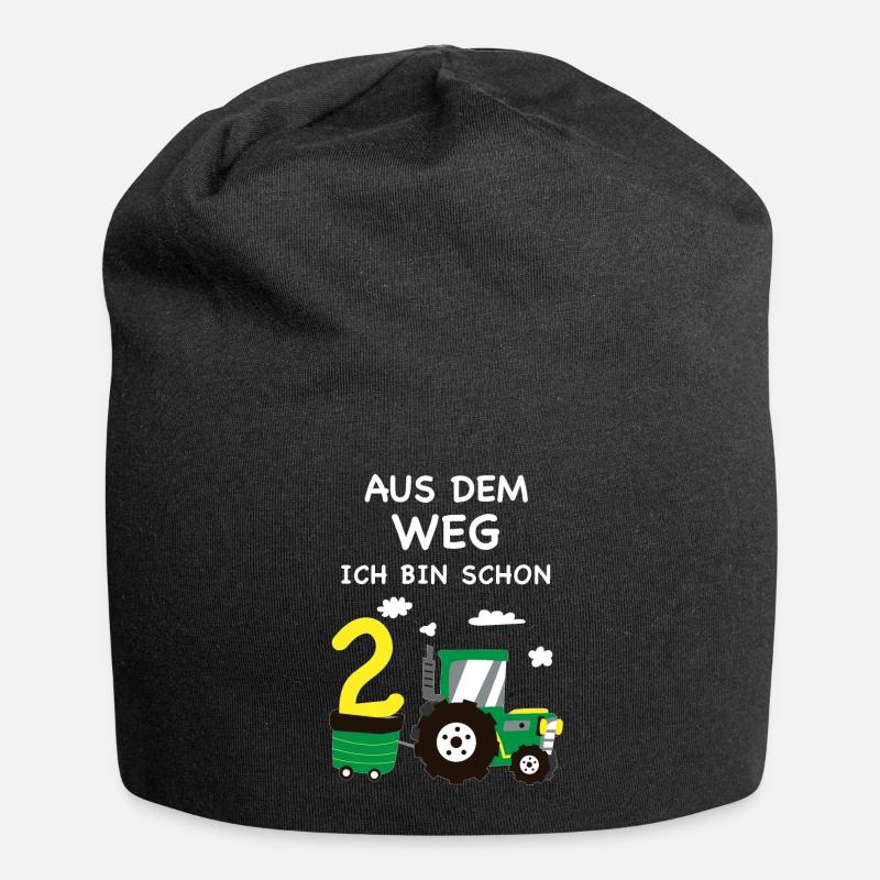 Kinder 2. Geburtstag Traktor 2 Jahre Geschenk Jung - Jersey-Beanie - Schwarz