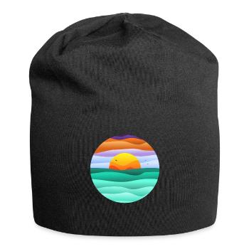 kreisförmiger Sonnenuntergang - Jersey-Beanie - Schwarz - Vorne