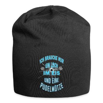 eisbaden eisangeln winter eisbader pudelmütze - Jersey-Beanie - Schwarz - Vorne