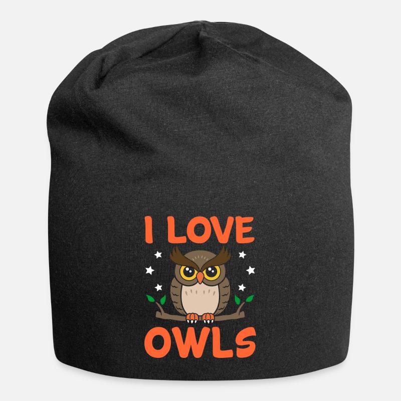 Eule - Jersey-Beanie - Schwarz