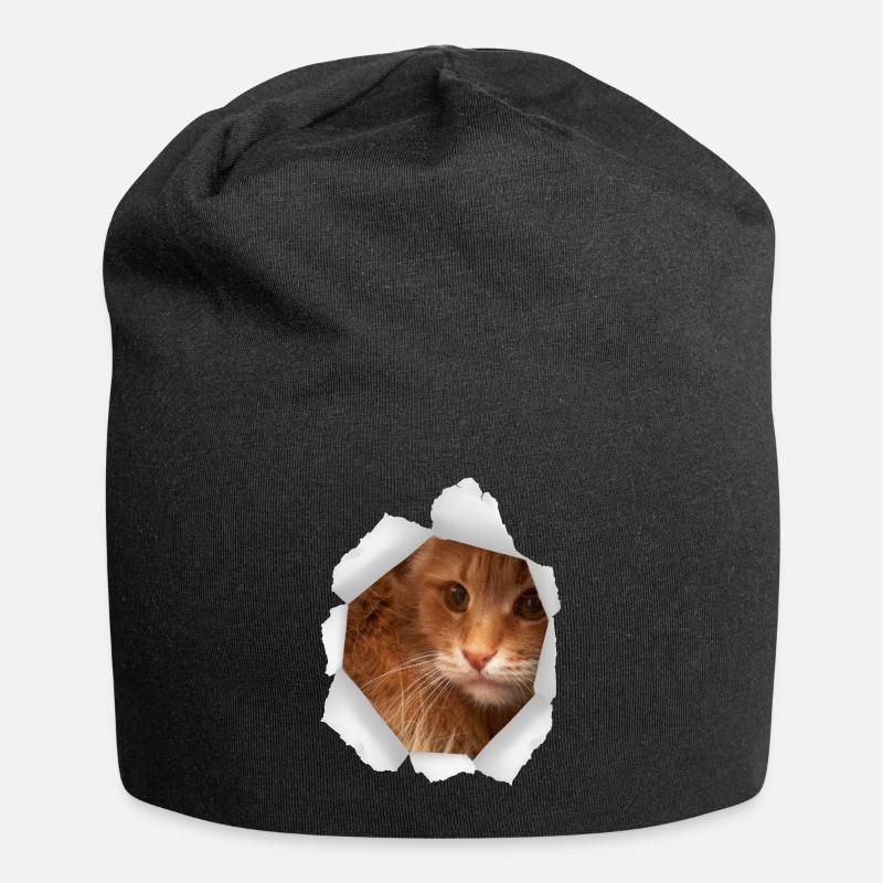 Katze Loch Papier - Jersey-Beanie - Schwarz