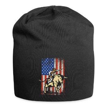 Rodeo Bull Rider Amerikanische Flagge Geschenk - Jersey-Beanie - Schwarz - Vorne