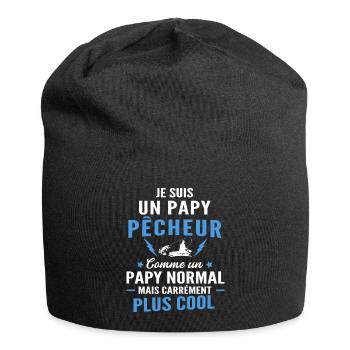 je suis un papy pêcheur / humour papy pêche - Bonnet en jersey - noir - Devant