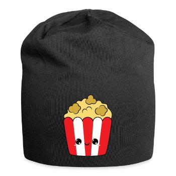 cute smiling popcorn, doux sourire popcorn - Bonnet en jersey - noir - Devant