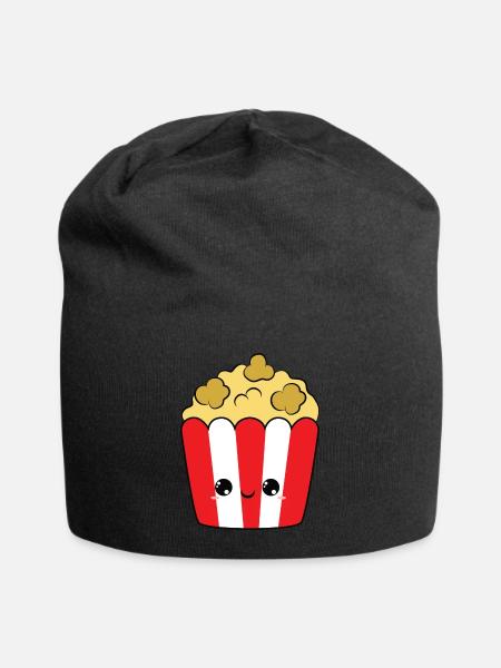 cute smiling popcorn, süß lächelndes popcorn - Jersey-Beanie - Schwarz