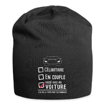 Accro voiture mécanicien humour drift célibataire - Bonnet en jersey - noir - Devant