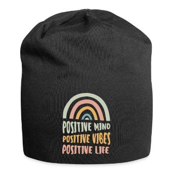 Positive Mind Positive Vibes Positives Leben - Jersey-Beanie - Schwarz - Vorne