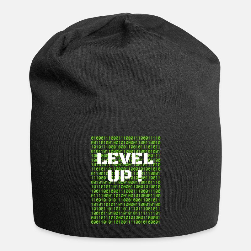 Level up and binary code - Jersey Beanie - black