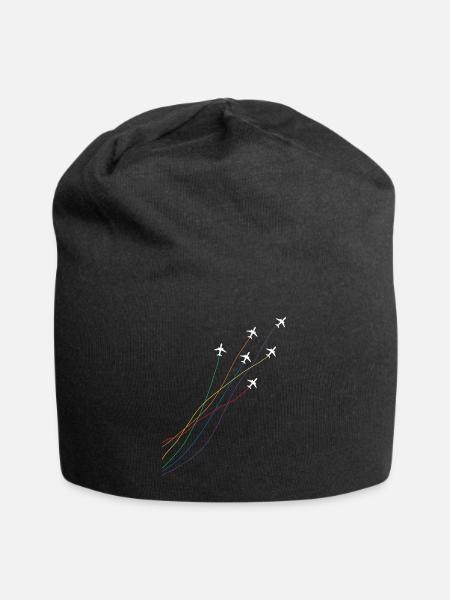 Regenbogen Flugzeuge Pilot - Jersey-Beanie - Schwarz