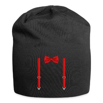 Red Bow Tie With Suspenders Funny Wedding Gift - Jersey Beanie - black - Front