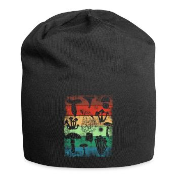 Various Mushrooms Mushroom Picker Retro Vintage - Jersey Beanie - black - Front