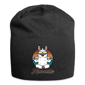 Lamaste | Lama macht Yoga Geschenk - Jersey-Beanie - Schwarz - Vorne