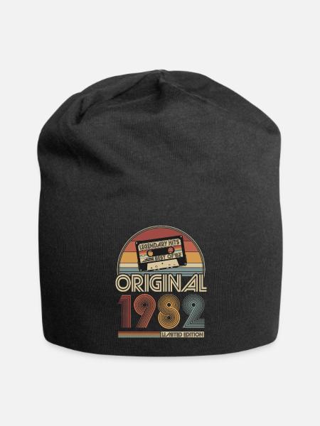 1982 Vintage Jahrgang Geburtstag Retro Geschenk - Jersey-Beanie - Schwarz