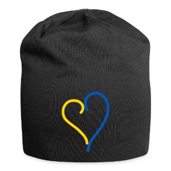 Ukraine Herz - Jersey-Beanie - Schwarz - Vorne
