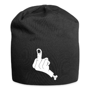 Main coupée et vulgarité (blanc) - Bonnet en jersey - noir - Devant