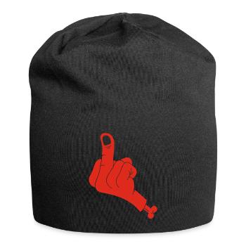 Main coupée et vulgarité (rouge) - Bonnet en jersey - noir - Devant