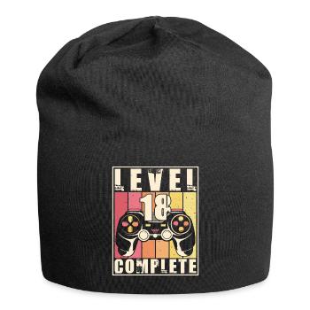 18th Birthday Level 18 Complete 18 Years Gift - Jersey Beanie - black - Front