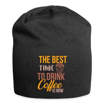 The Best Time to Drink Coffee Now Is Coffee - Jersey Beanie - black - Front