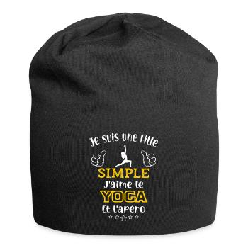 je suis une fille simple j'aime le yoga et l'apéro - Bonnet en jersey - noir - Devant