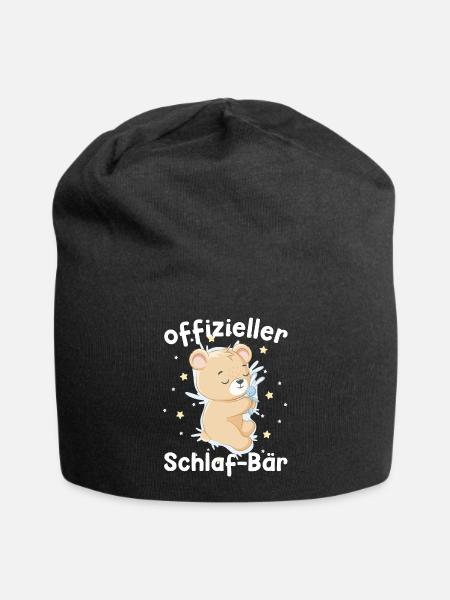 Schlaf Bär Hase Pyjama Geschenk - Jersey-Beanie - Schwarz