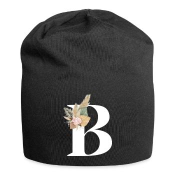 blumiger Buchstabe B - Jersey-Beanie - Schwarz - Vorne