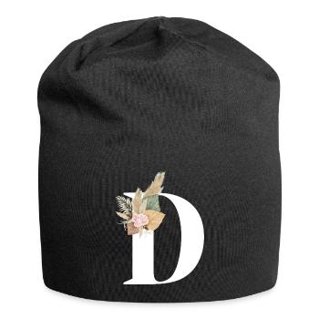 blumiger Buchstabe D - Jersey-Beanie - Schwarz - Vorne