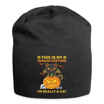Halloween Katze Hexe - Jersey-Beanie - Schwarz - Vorne