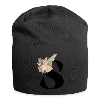 Buchstabe S blumig - Jersey-Beanie - Schwarz - Vorne