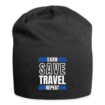 Earn save travel repeat - Jersey Beanie - black - Front