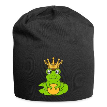 Le roi grenouille enchanté est assis nénuphar - Bonnet en jersey - noir - Devant