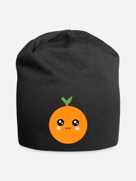 Kawaii Orangen Kawaii Früchte Kawaii Obst - Jersey-Beanie - Schwarz