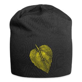 Lindenblatt / Blatt Linde - Jersey-Beanie - Schwarz - Vorne