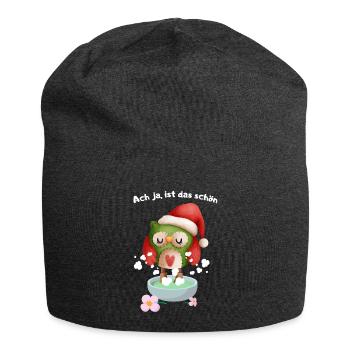 Ach ja ist das schön - Fußbad Weihnachten Eule - Jersey-Beanie - Anthrazit - Vorne