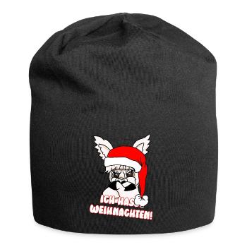 Comicstyle Alpakamotiv - Weihnachten ohne mich - Jersey-Beanie - Schwarz - Vorne