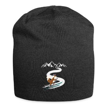 Skitour Tourenski Fuchs Berg Motiv - Jersey-Beanie - Anthrazit - Vorne