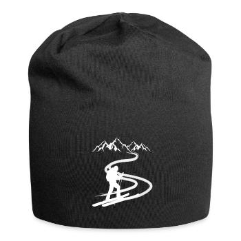 Tourenski Tourengeher Skitour Berg Design - Jersey-Beanie - Schwarz - Vorne