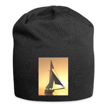 Voilier au coucher du soleil - Bonnet en jersey - noir - Devant
