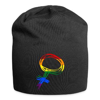 LGBTQ Pride Flag LOVE Lesbian - Jersey-Beanie - Schwarz - Vorne