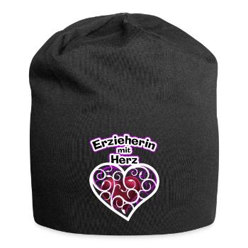 Erzieherin mit Herz - Jersey-Beanie - Schwarz - Vorne